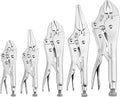 5-Piece Locking Pliers Set, Pliers Tool Set, Vice Grips with Chrome-vanadium Steel, 5/7/10 inch Curved Jaw Pliers