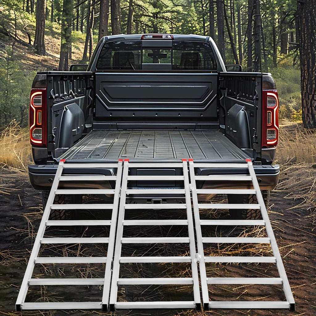 69"X50" Tri-Fold Aluminum ATV Mower Truck Loading Ramp,1500 lb Capacity | Portable Heavy Duty Loading Ramp for ATV