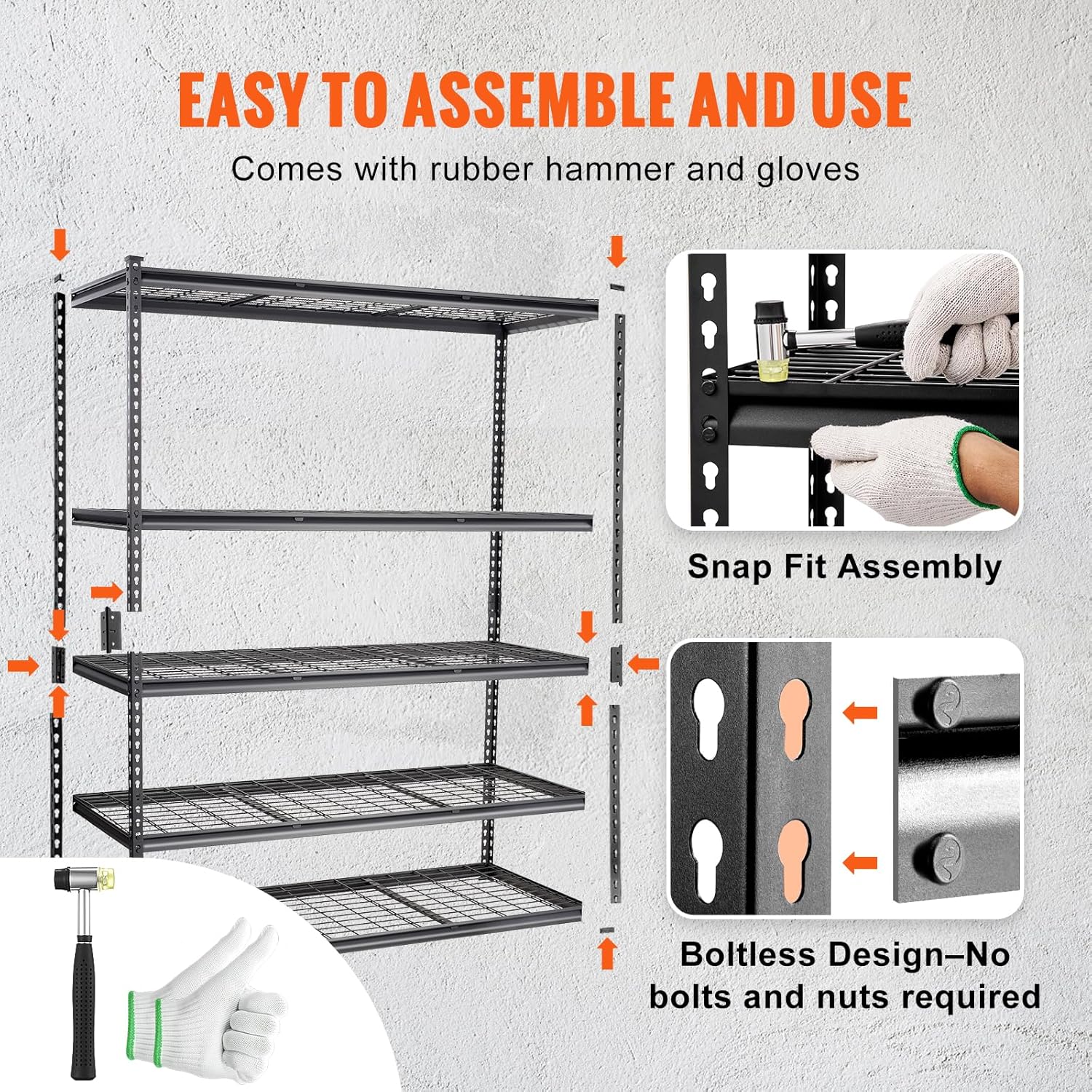 Storage Shelving Unit, 5-Tier Adjustable, 2000 lbs Capacity, Heavy Duty Garage Shelves Metal Organizer Wire Rack