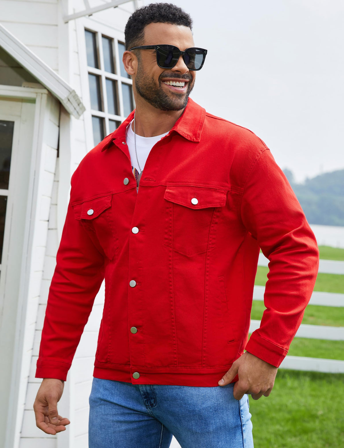 Denim Jackets for Men Trucker Jean Jacket Unlined Coats L