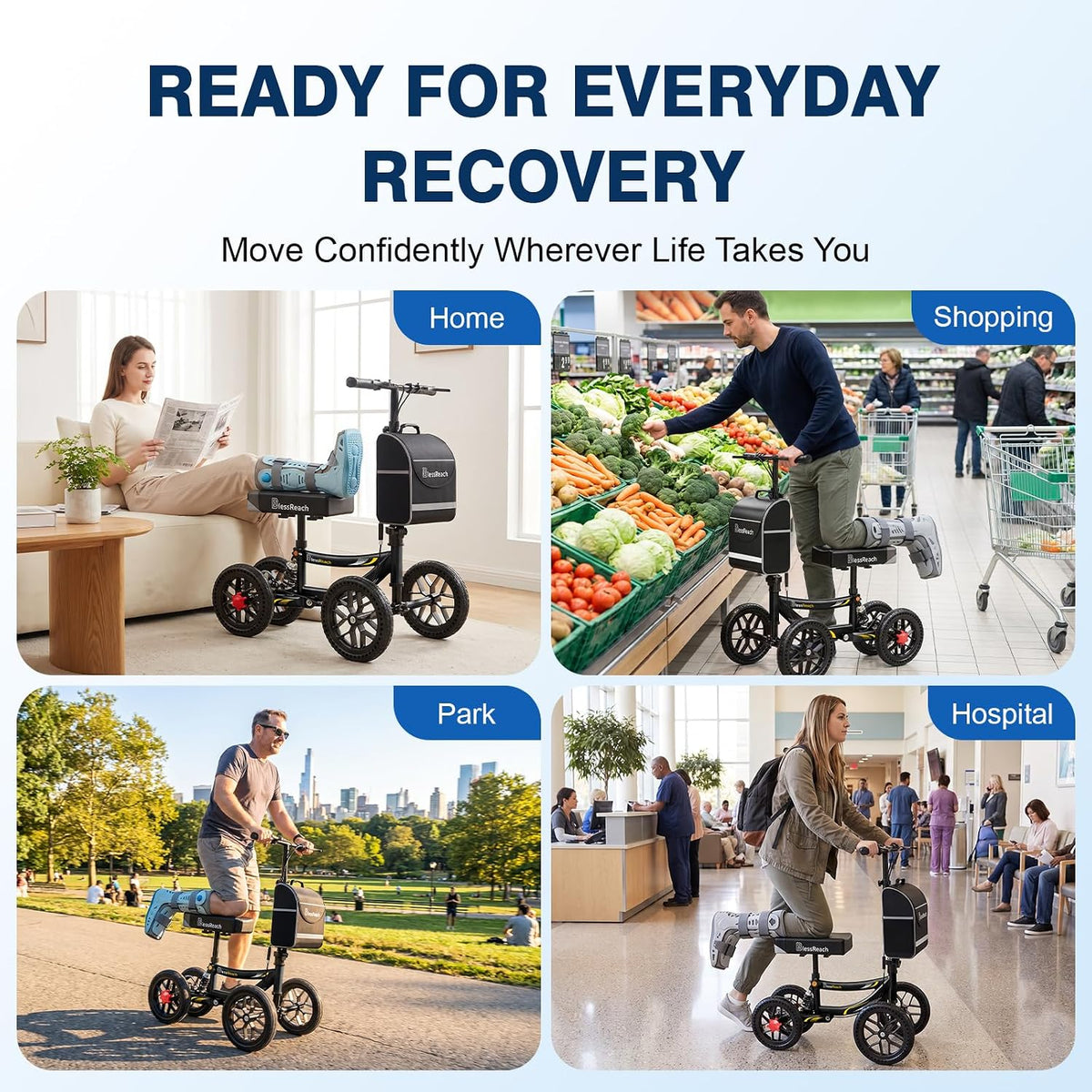 All Terrain Knee Scooter for Adults Foot Injuries,11” Big Wheels