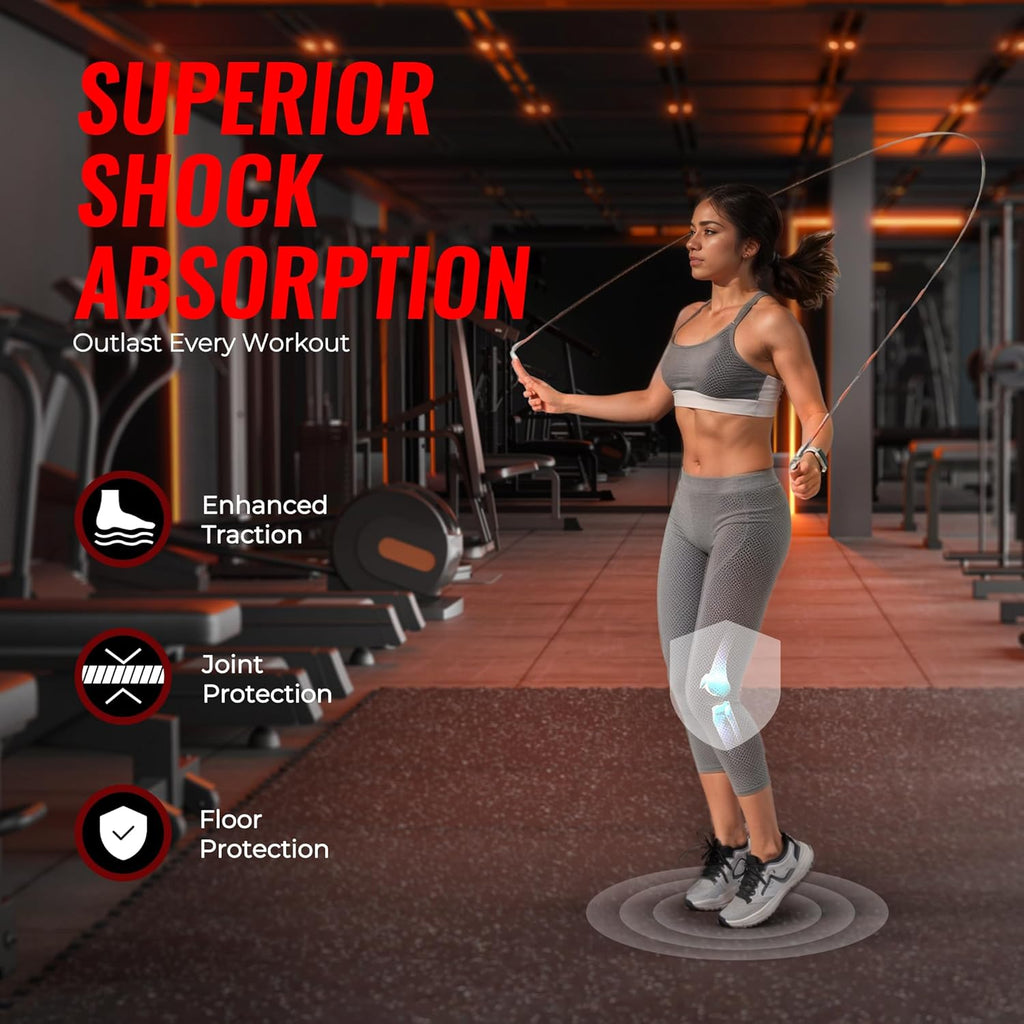 0.79'' Extra-Thick Exercise Equipment Mats, 18 Pcs 72 Sq Ft Rubber Top Floor Tiles with High Density EVA Foam