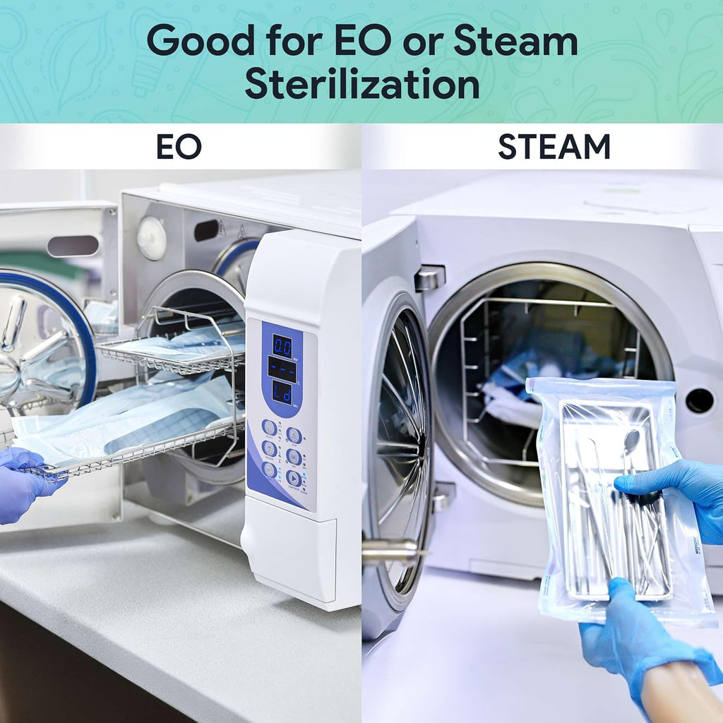 Self Seal Sterilization Pouches 3.5 x 10-50 Disposable Sterilizers for Cleaning Tools and Dental Offices