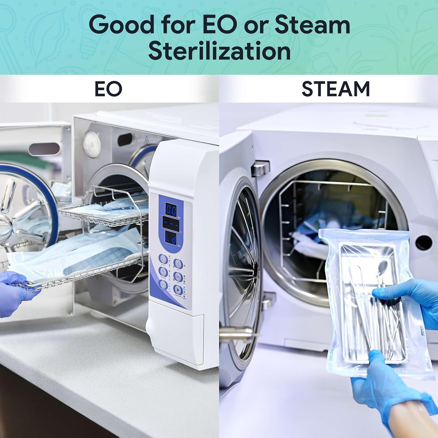 Self Seal Sterilization Pouches 3.5 x 10-50 Disposable Sterilizers for Cleaning Tools and Dental Offices