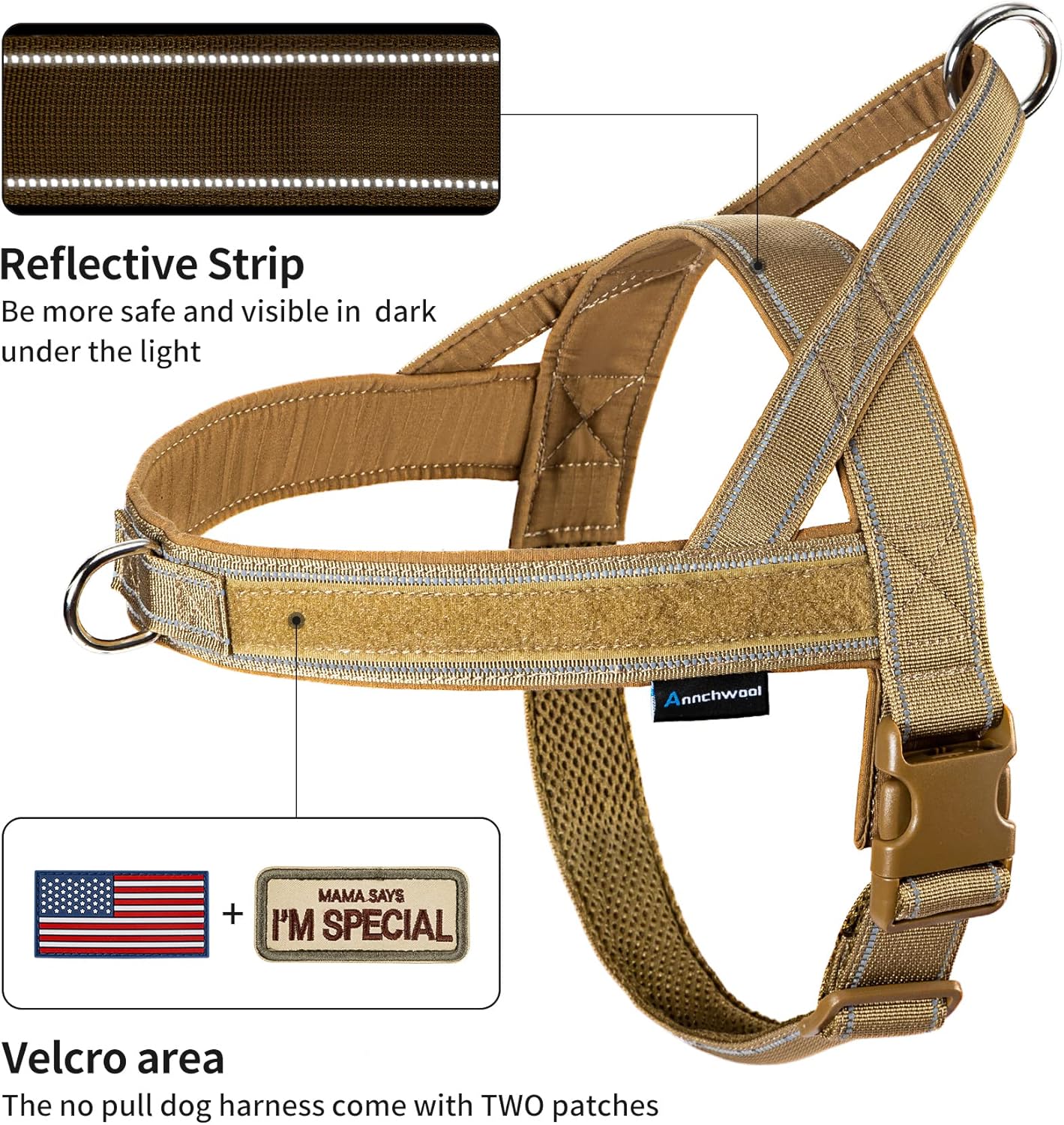 No Pull Dog Harness with Soft Padded Handle,Reflective Strip Escape Proof and Quick Fit to Adjust Dog Harness,Easy