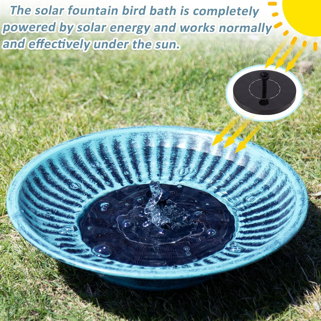 12.3" Solar Bird Bath Bowl,Metal Solar Bird Bath Fountains for Outdoors