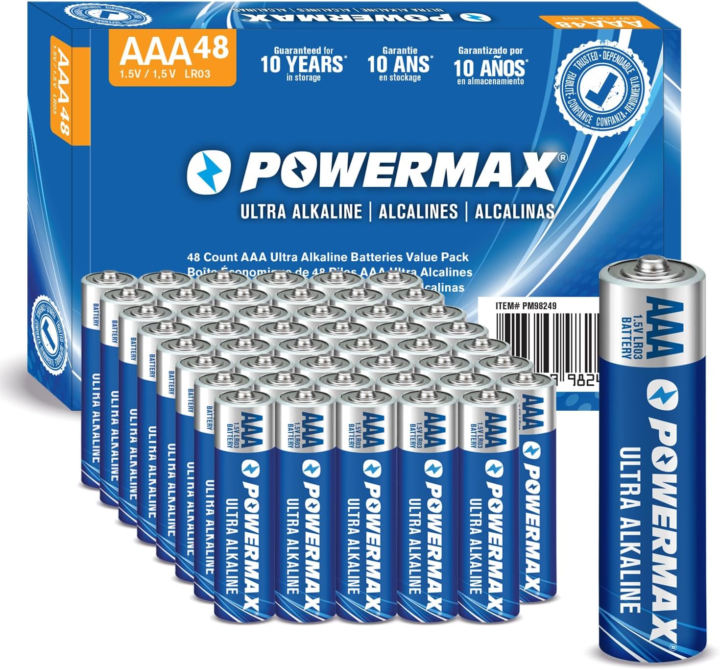 48-Count Triple AAA Batteries, Ultra Long Lasting Alkaline Battery for Home and Office, 10-Year Shelf Life