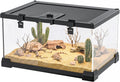 2.5 Gallon Fully Assembled Glass Reptile Enclosure, 12" x 8" x 6" | Top Opening Small Reptile Terrarium Tank for Tiny
