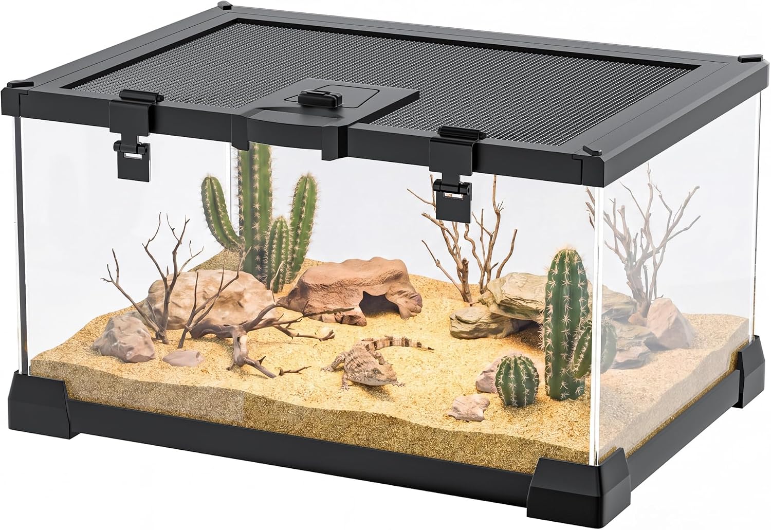 2.5 Gallon Fully Assembled Glass Reptile Enclosure, 12" x 8" x 6" | Top Opening Small Reptile Terrarium Tank for Tiny
