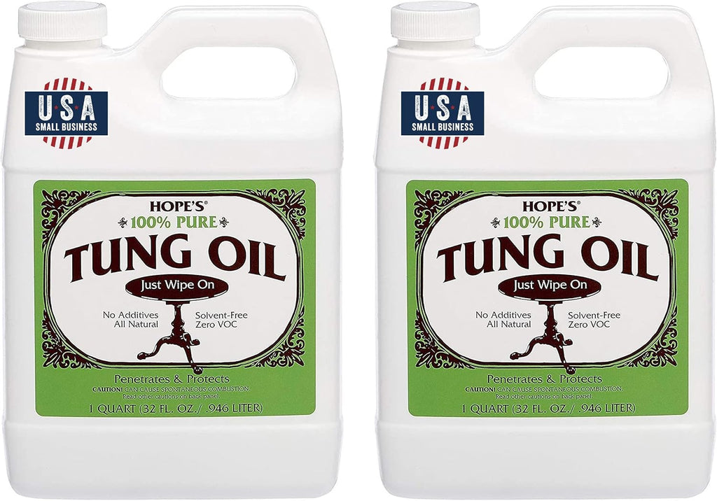 100% Pure Tung Oil, Food Safe, Premium Waterproof Natural Wood Finish and Sealer for Indoor and Outdoor Projects, 32