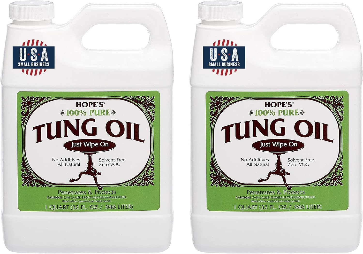 100% Pure Tung Oil, Food Safe, Premium Waterproof Natural Wood Finish and Sealer for Indoor and Outdoor Projects, 32