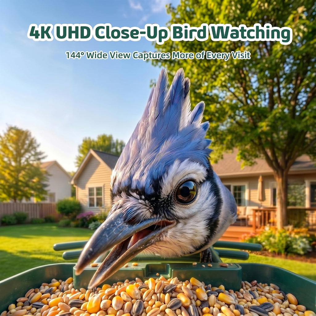 Bird Feeder with Camera, 4K UHD Video Bird House with Camera Solar Powered, No Subscription, AI Bird Species