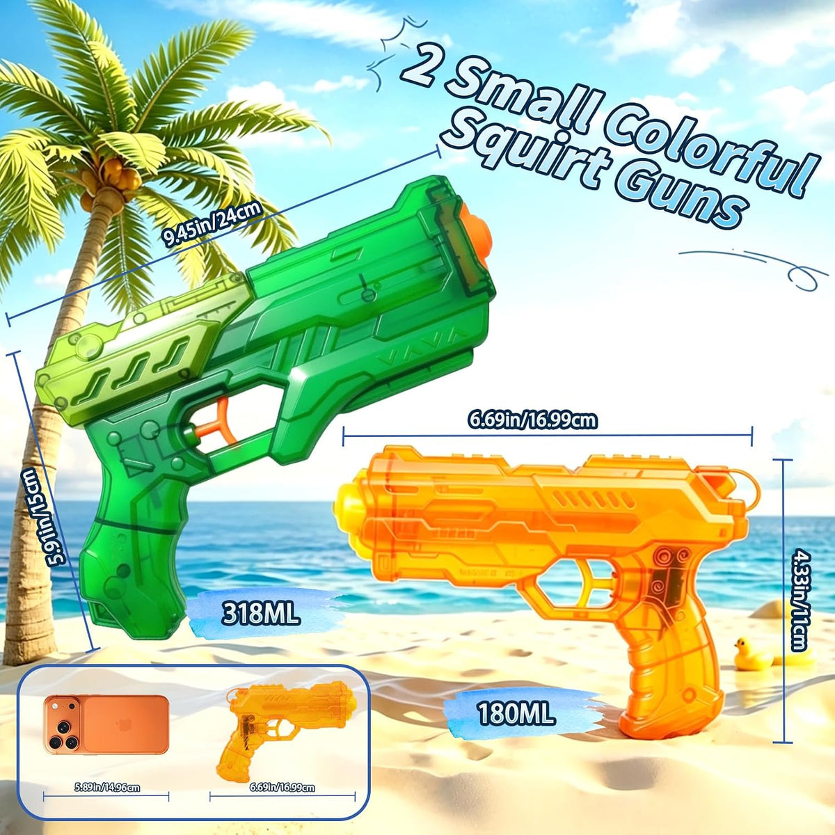 2IN1 Water Guns for Kids Adults 318/180CC Water Gun, Super Soaker Water Gun Squirt Gun for Boys Girls, High Capacity