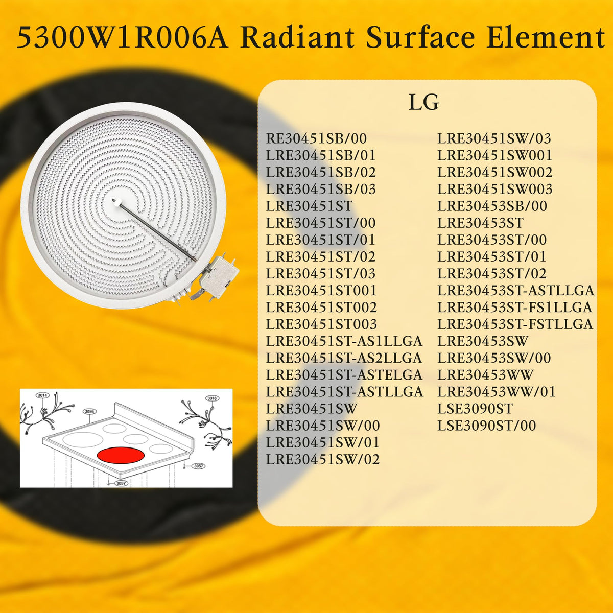 STELPART 12" 5300W1R006A Range Radiant Surface Element for LG