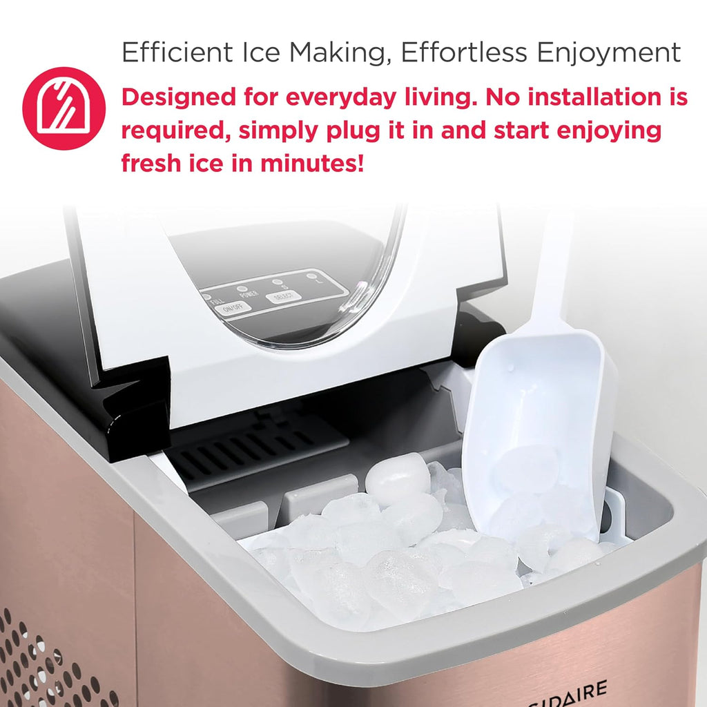 Frigidaire EFIC117-SSCOPPER-COM Stainless Steel Ice Maker, 26lb per Day, Copper Stainless