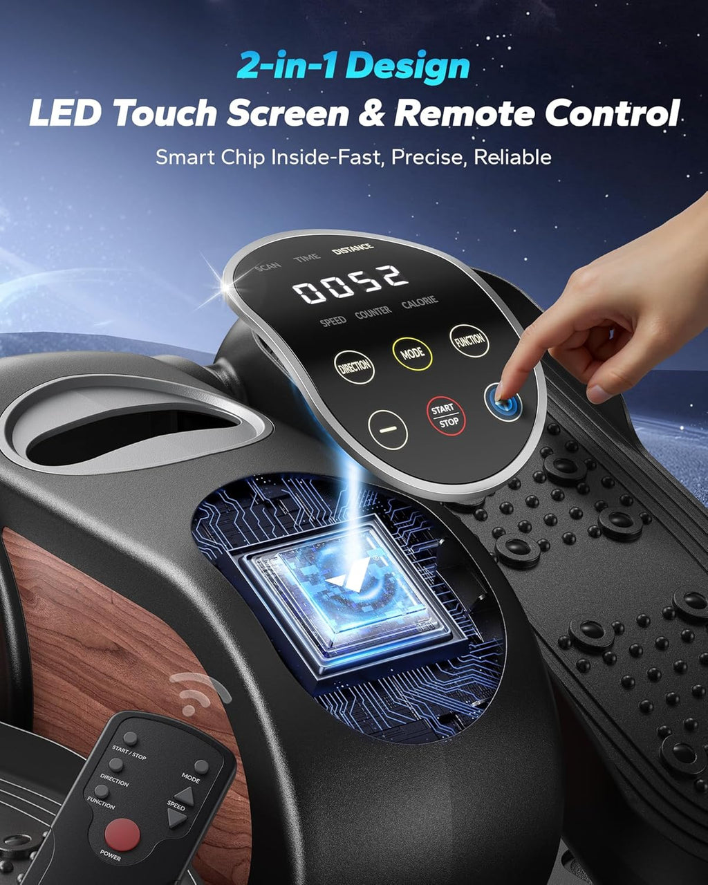 Under Desk Elliptical, Leg Exerciser While Sitting for Seniors | Quiet Portable Electric Seated Pedal Exerciser