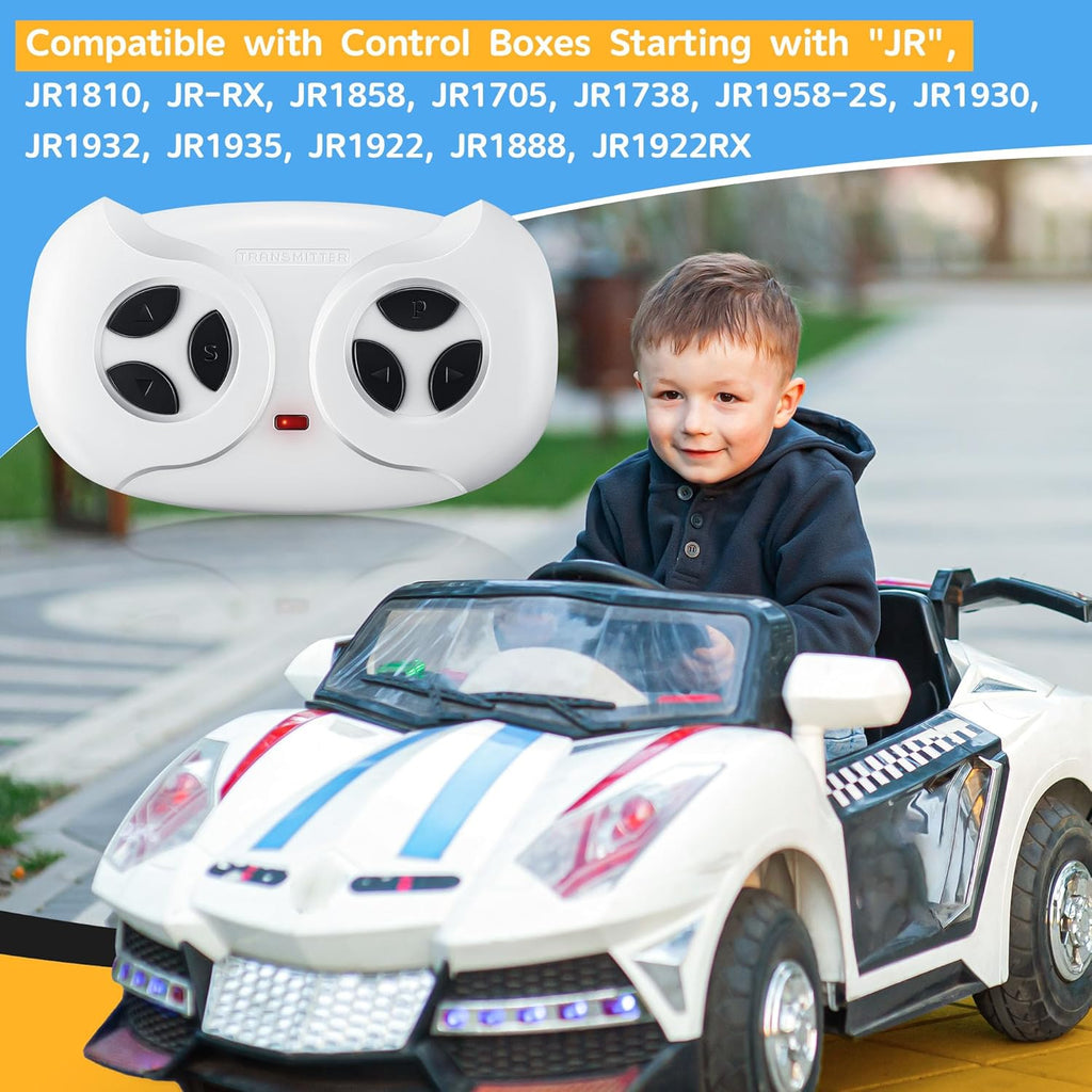 2.4G Remote Control for Kids Electric Car, White Remote Control for 12V Electric Ride On Car/Truck/Toddler Cars
