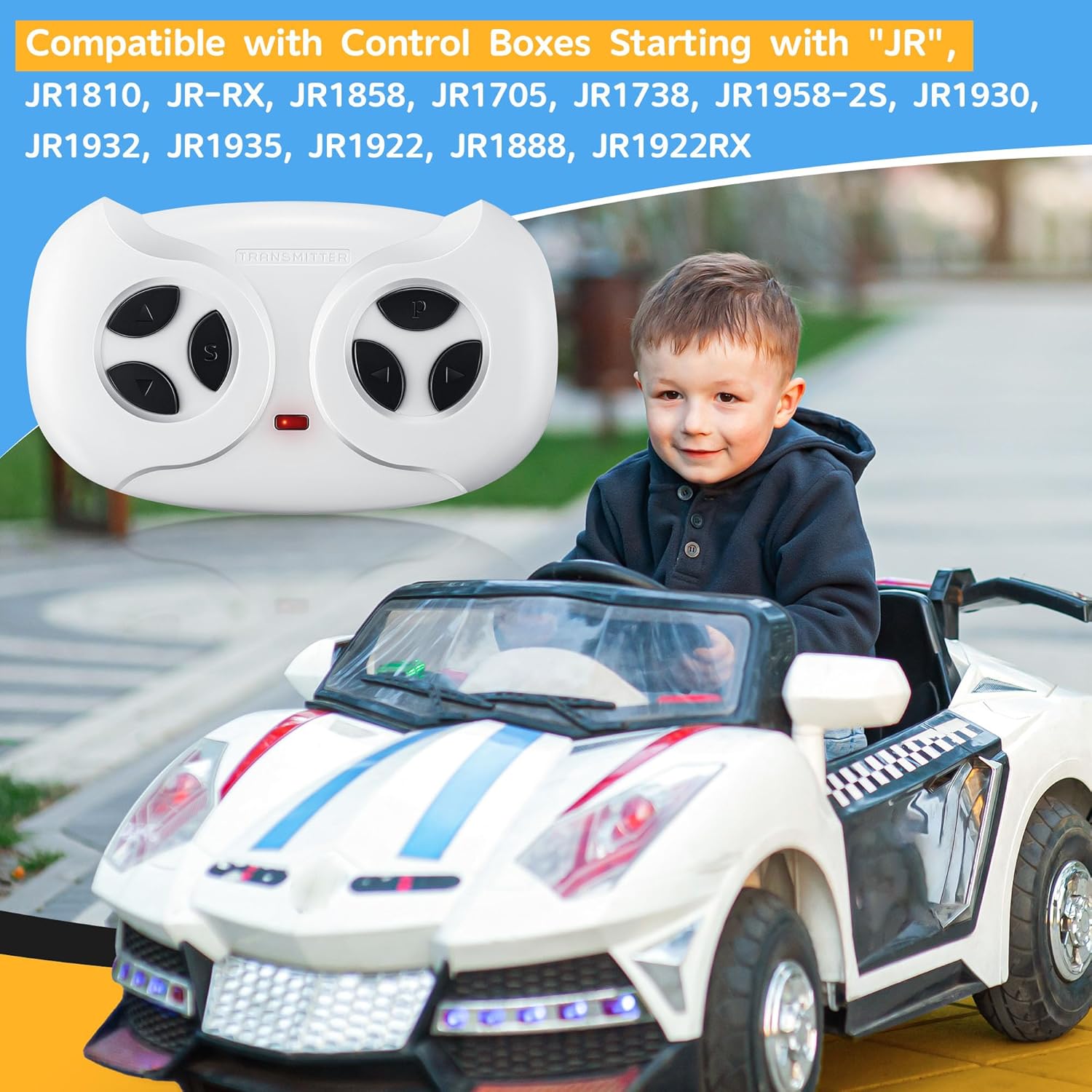 2.4G Remote Control for Kids Electric Car, White Remote Control for 12V Electric Ride On Car/Truck/Toddler Cars