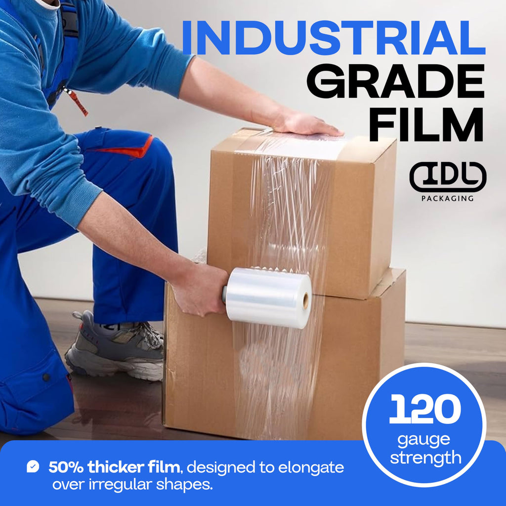 5" x 700' Stretch Wrap Mini Roll, 120 Ga (4-Pack) - USA-Made