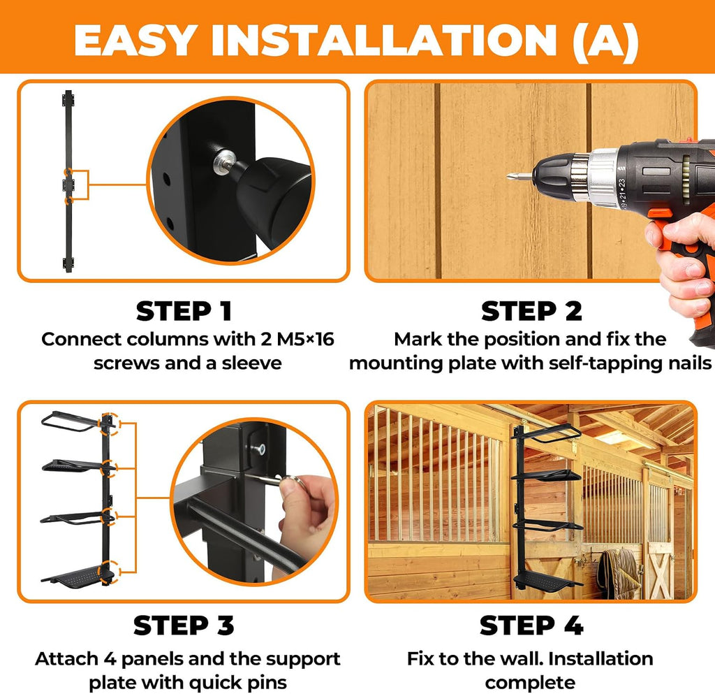 4 Tier Saddle Rack Wall Mount Detachable, Heavy Duty Saddle Stand