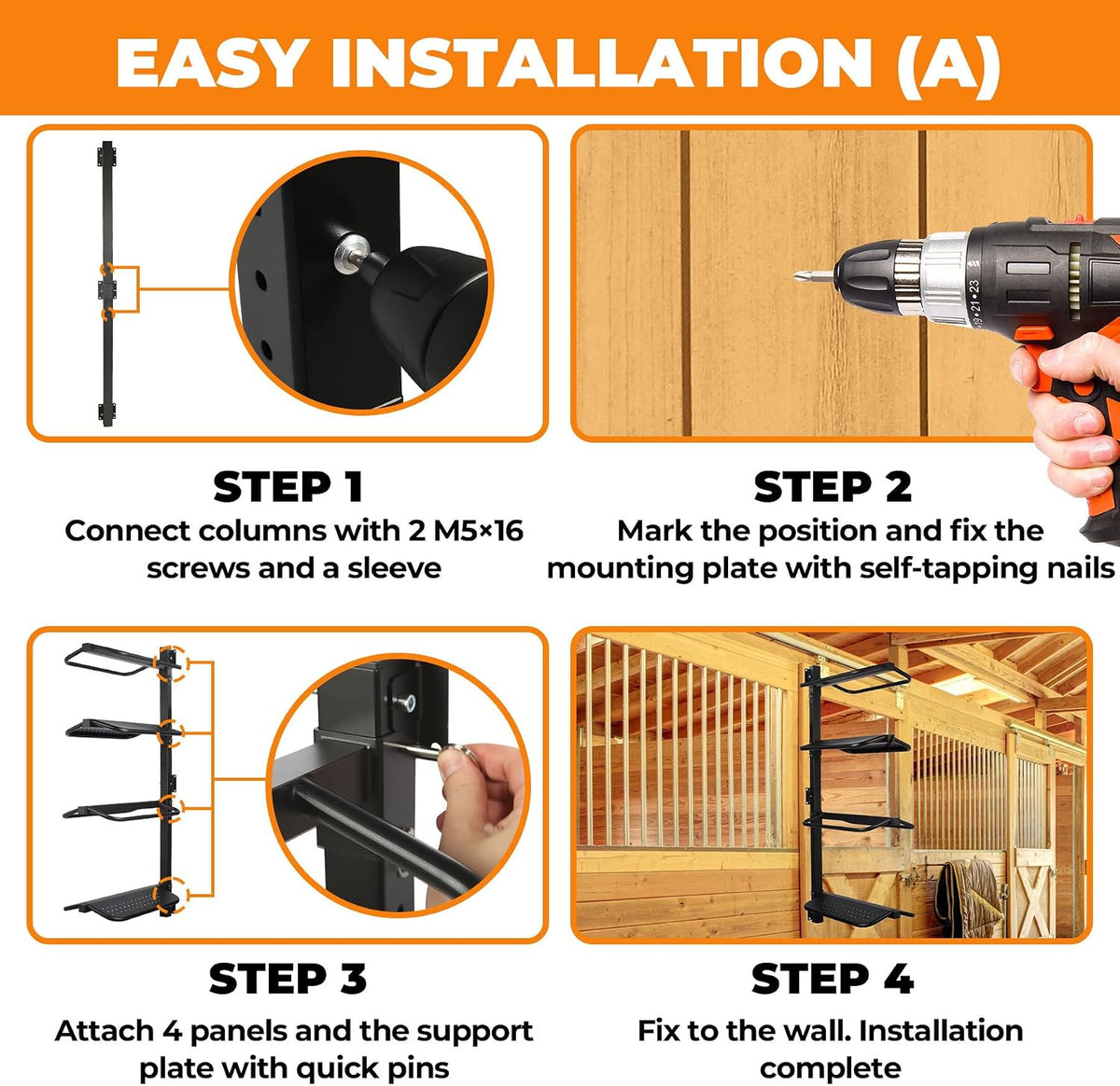 4 Tier Saddle Rack Wall Mount Detachable, Heavy Duty Saddle Stand