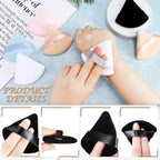48 Pcs Triangle Powder Puff Velour Makeup Sponges,Bright Color