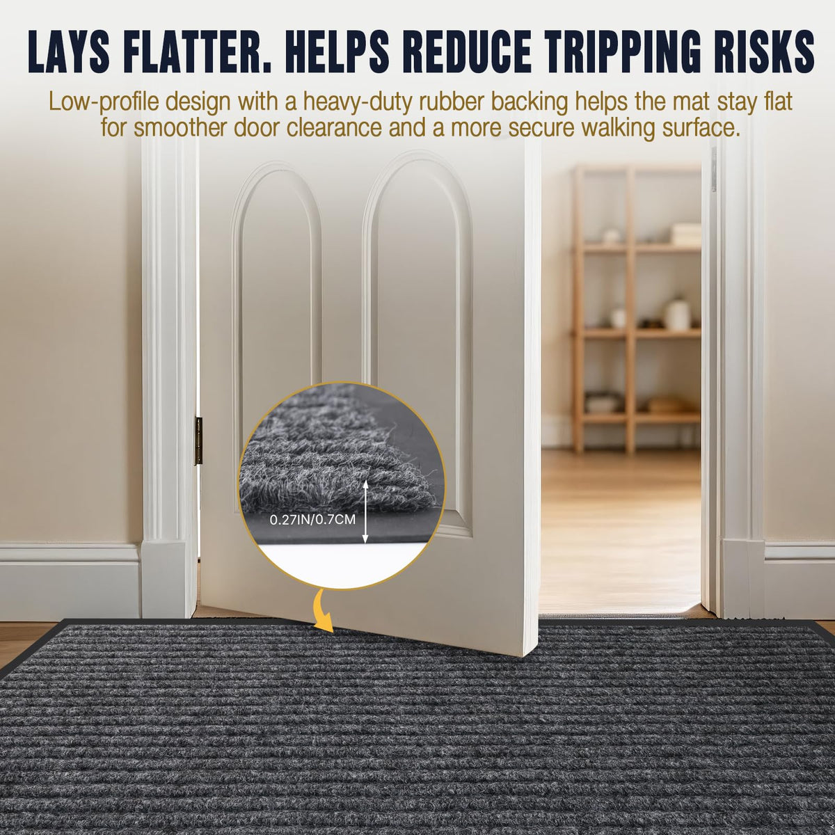 Commercial Floor Mat 2Pcs 3'x5' Grey Heavy Duty Rubber Entrance Rug