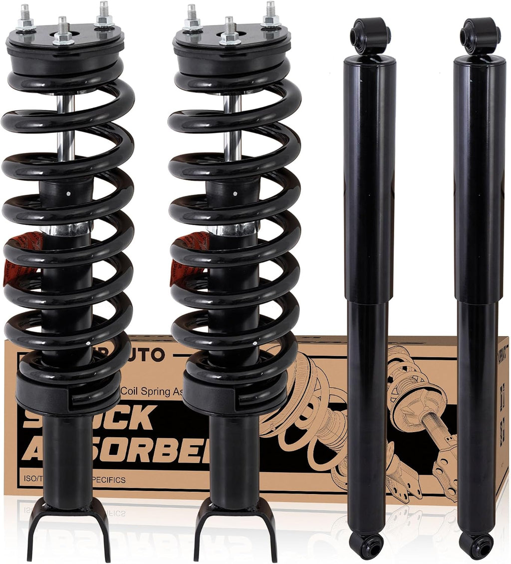 KUIPERAUTO Front+Rear Strut Shocks Assembly Compatible with 2006 2007 2008 Dodge Ram 1500 (4WD 5-Lug Wheel Models Only)