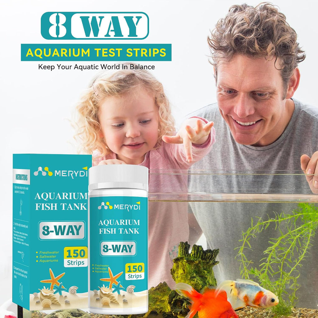 Aquarium Test Strips 8 In 1, 150ct Aquarium Ammonia Test Strips for Saltwater Freshwater Aquariums,Pond Fish Tanks