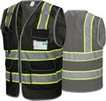 9 Pockets Reflective Mesh Safety Vest for Men, Hi-vis Work Vest for Construction, Class 2 ANSI Standard, Orange