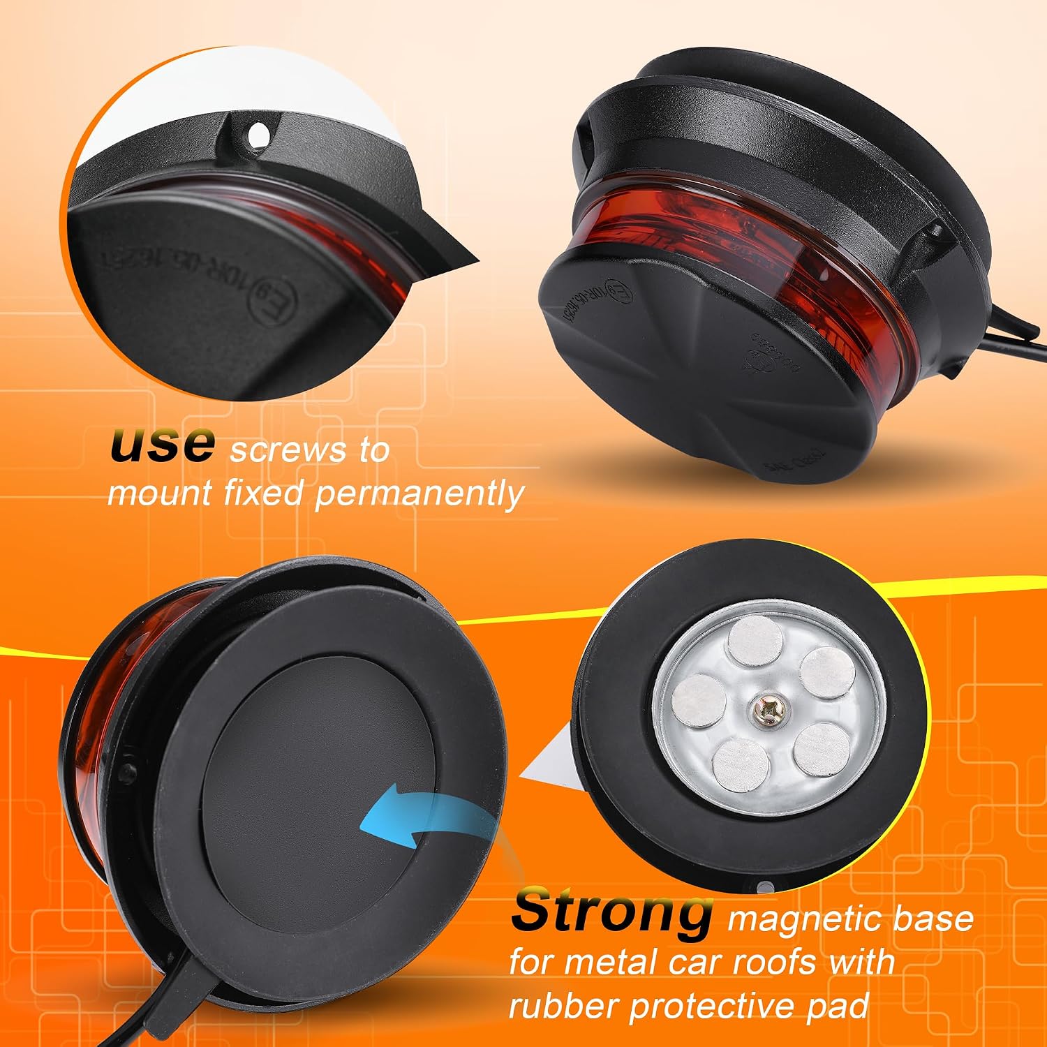 LED Amber Strobe Beacon Lights, Safety Warning Emergency Hazard Rotating Flashing Lights for Forklift Truck, Tractor
