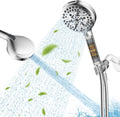 High Pressure 10 Spray Filtered Handheld Shower Head, Chrome | Showerhead with Water Softener Filter for Hard Water