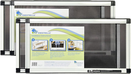 Expandable Window Screen, 10″ H × 19″–36″ W Horizontal, 2-Pack
