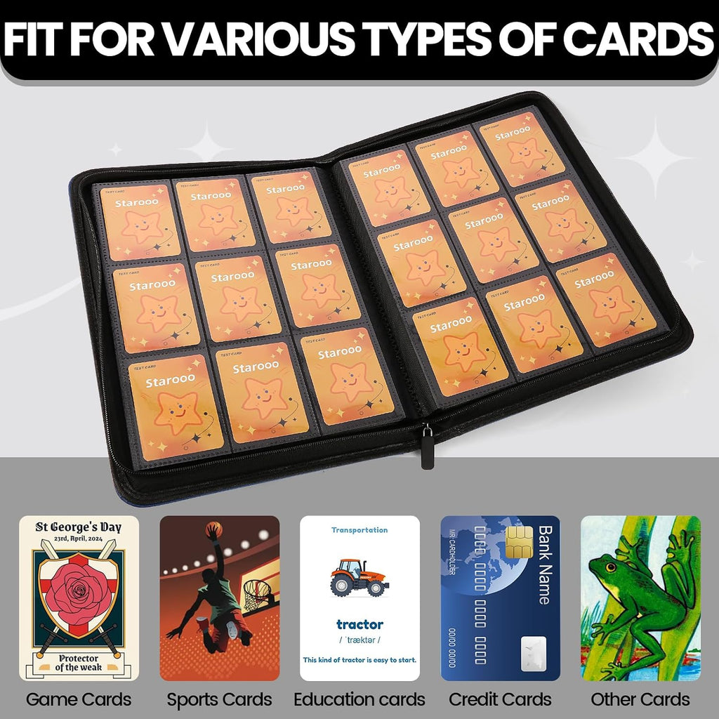9 Pocket Card Binder, Premium Zip Trading Card Binder, 540 cards, Side-Loading Pages, Folder for Collectible Card