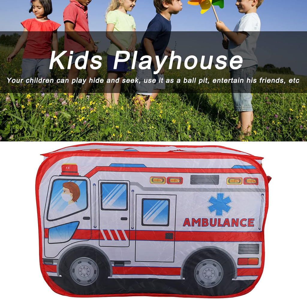Pop up Play Tent, Foldable Indoor Outdoor Ambulance Playhouse for Toddlers Kids Doctor Patient Games