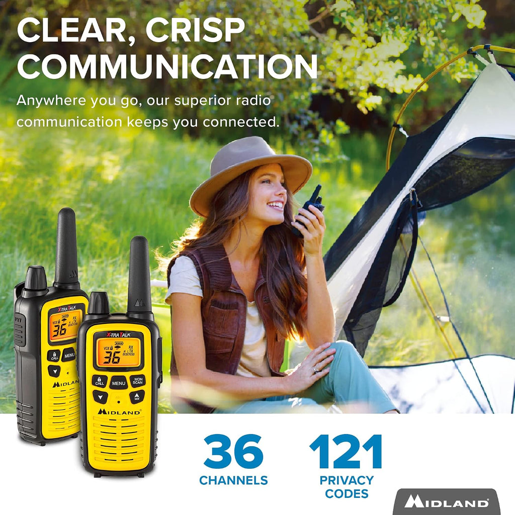 LXT630VP3 FRS License Free Walkie Talkies. Yellow, 2 Pack | Up to 30 Mile Range Walkie Talkie, 36 Channels, 121