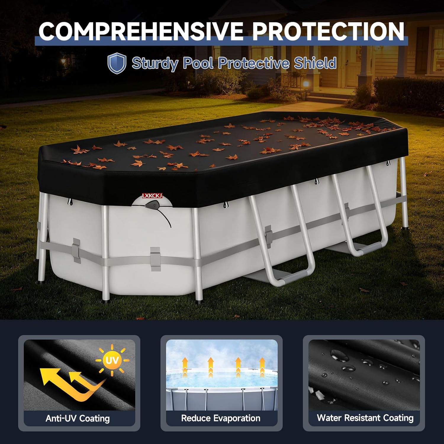 Rectangular Pool Cover for above Ground Pools, Heavy Duty Winter Cover Ideal for Waterproof and Dustproof (9x18 FT