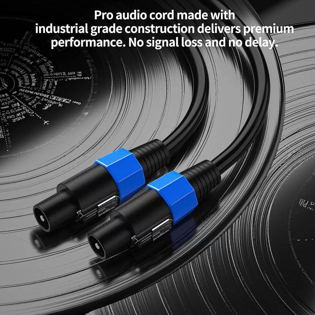 2-Pack 25ft Speakon to Speakon 12AWG Cable Twist Lock Pro Speaker Cord