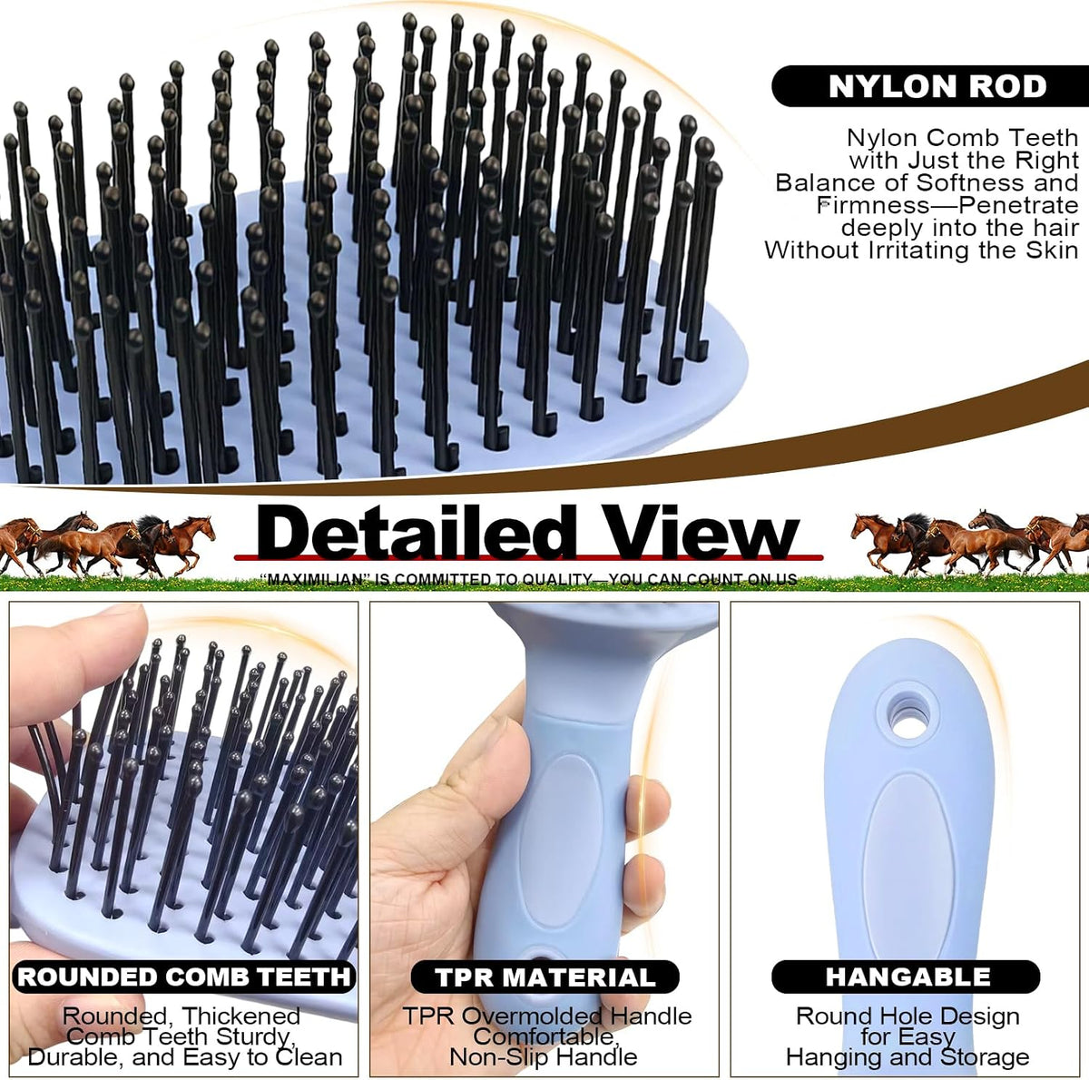 Blue Horse Mane&Tail Comb Horse Grooming Brush 8.62in/21.9cm