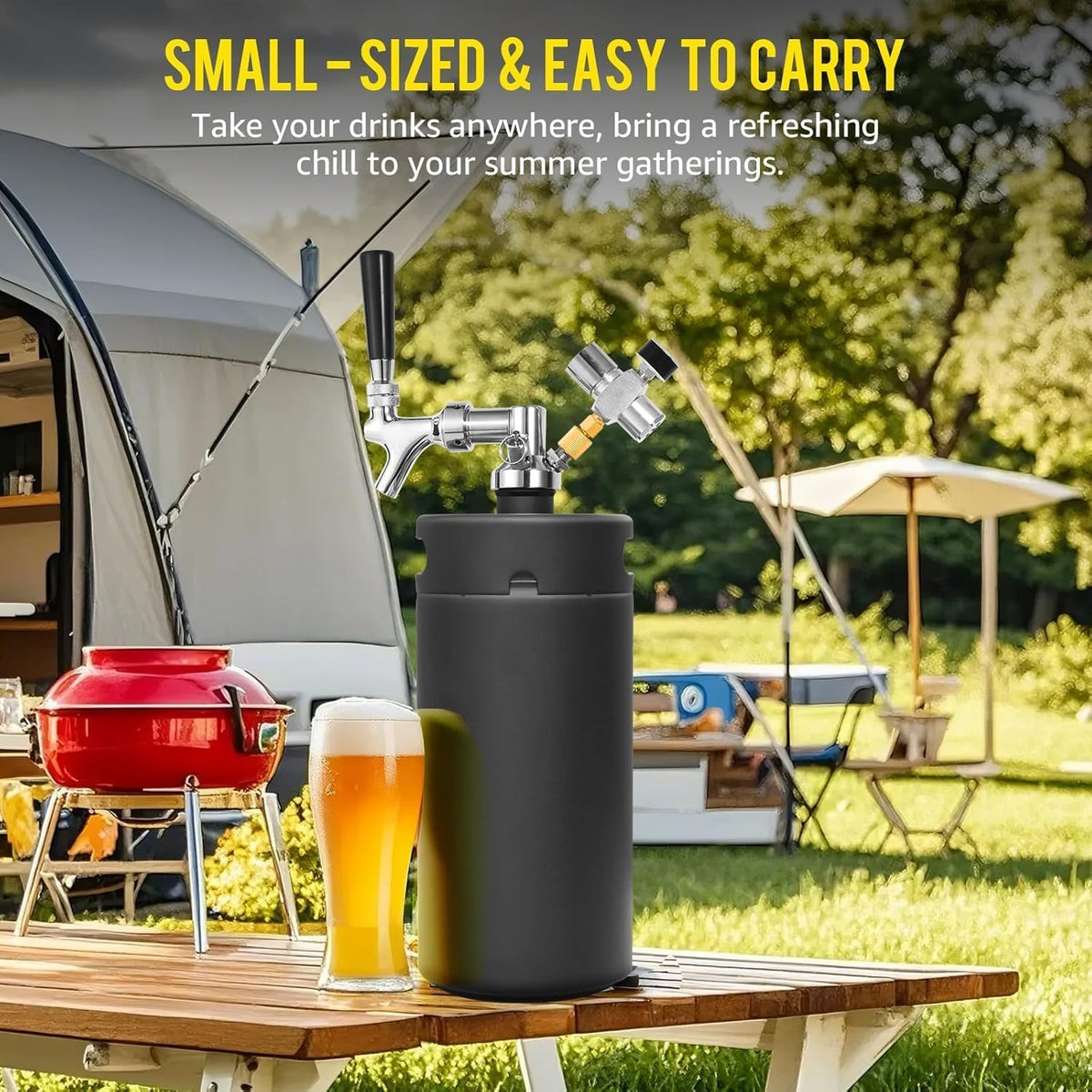128oz Black Mini Keg Growler Portable Draft Beer Dispenser System
