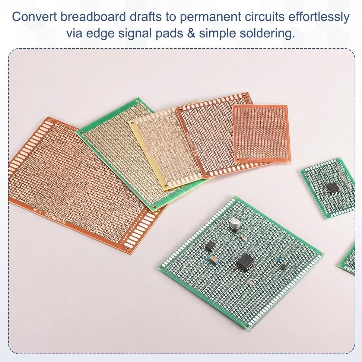 5Pcs 20x15cm PCB Prototype Board w 40-Pin Headers, Green