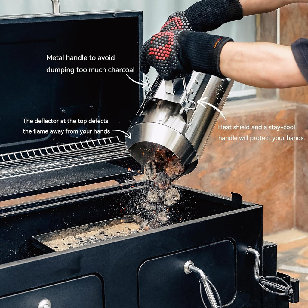 Heavy Duty Deluxe Stainless Steel Charcoal Chimney Starter