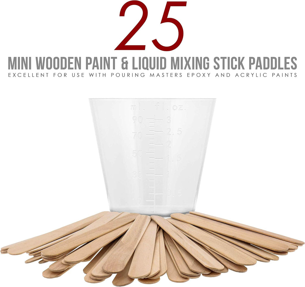 3 Oz (90 ml) Liquid Measuring Cups, 100 Pack with 25 Sticks