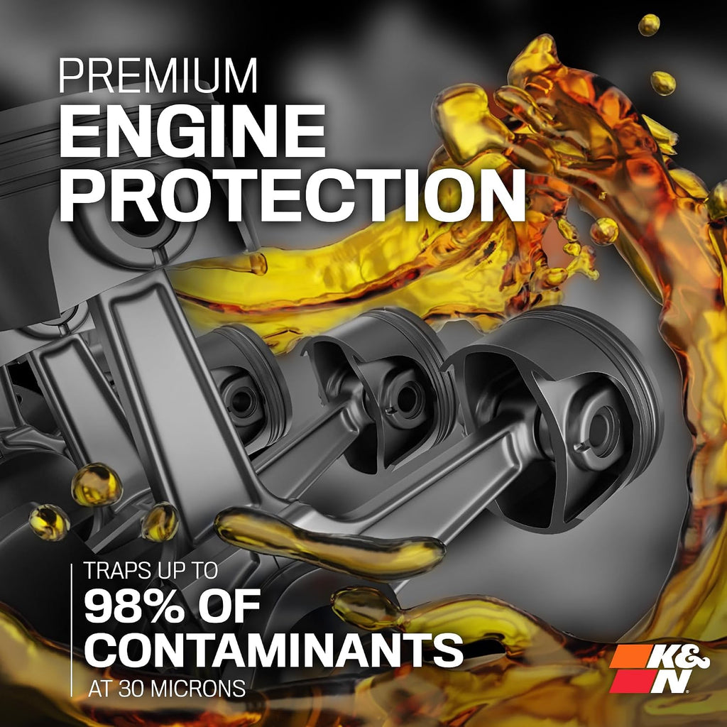 K&N Oil Filter: 20,000 Mile Engine Protection with Wrench Off Nut, HP-1004