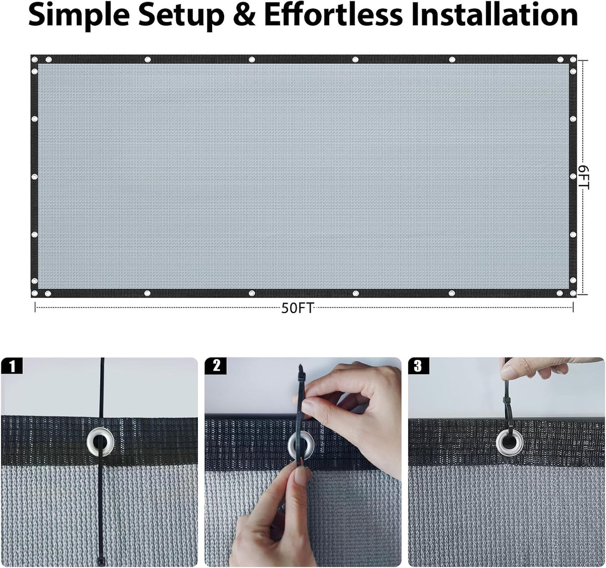 6FT X 50FT Privacy Fence Screen Heavy Duty 180 GSM Outdoor Privacy Screen Windscreen & UV Protection Mesh Shade Net