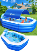 Inflatable Pool with Canopy, Large Inflatable Swimming Pool for Kids,Adult, Blow Up Pools with Seats,Backrest.Durable
