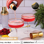 Luxury Espresso Martini Gifts | Gold Cocktail Shaker Set + 2 Espresso Martini Glasses - Cocktail Kit with Built-in