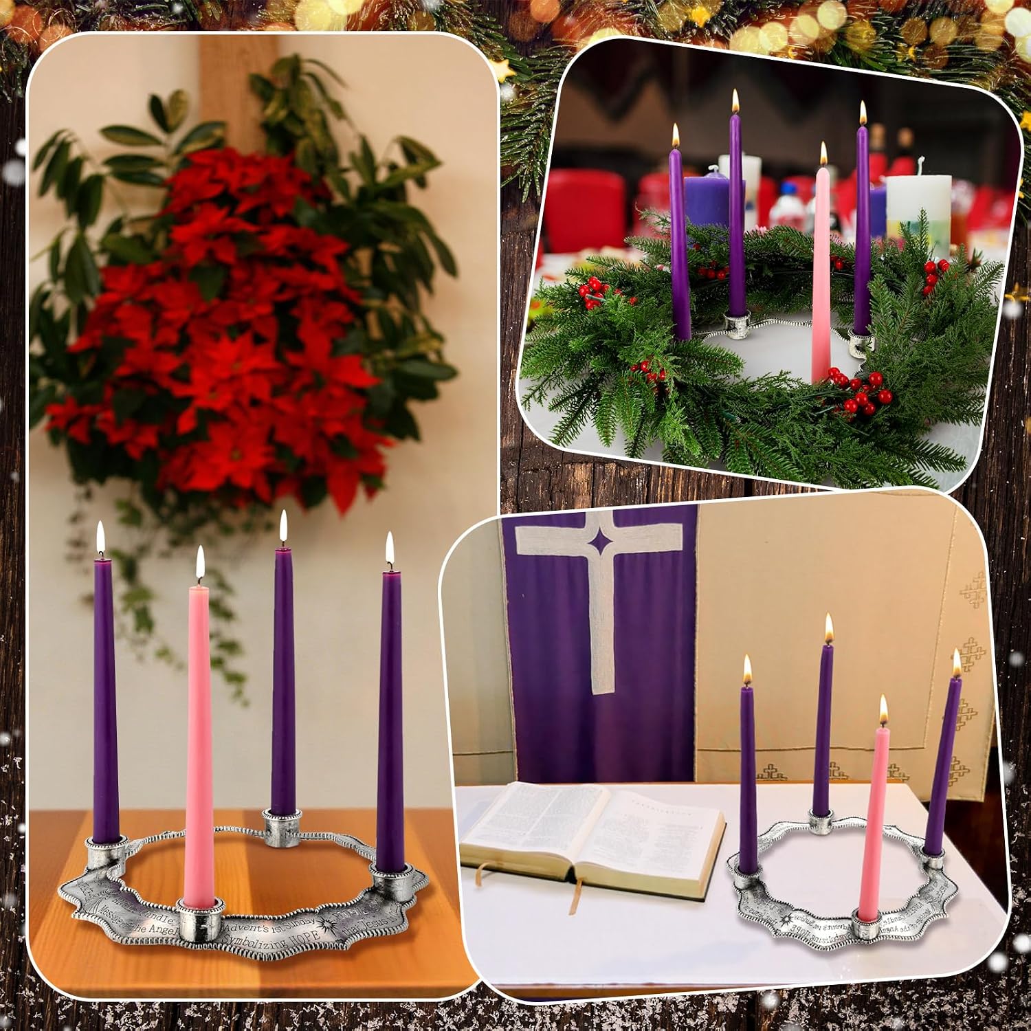 5 Pcs Advent Candle Holder Set Nativity Christmas Centerpiece Religious Decoration Metal Advent Candle Holder and