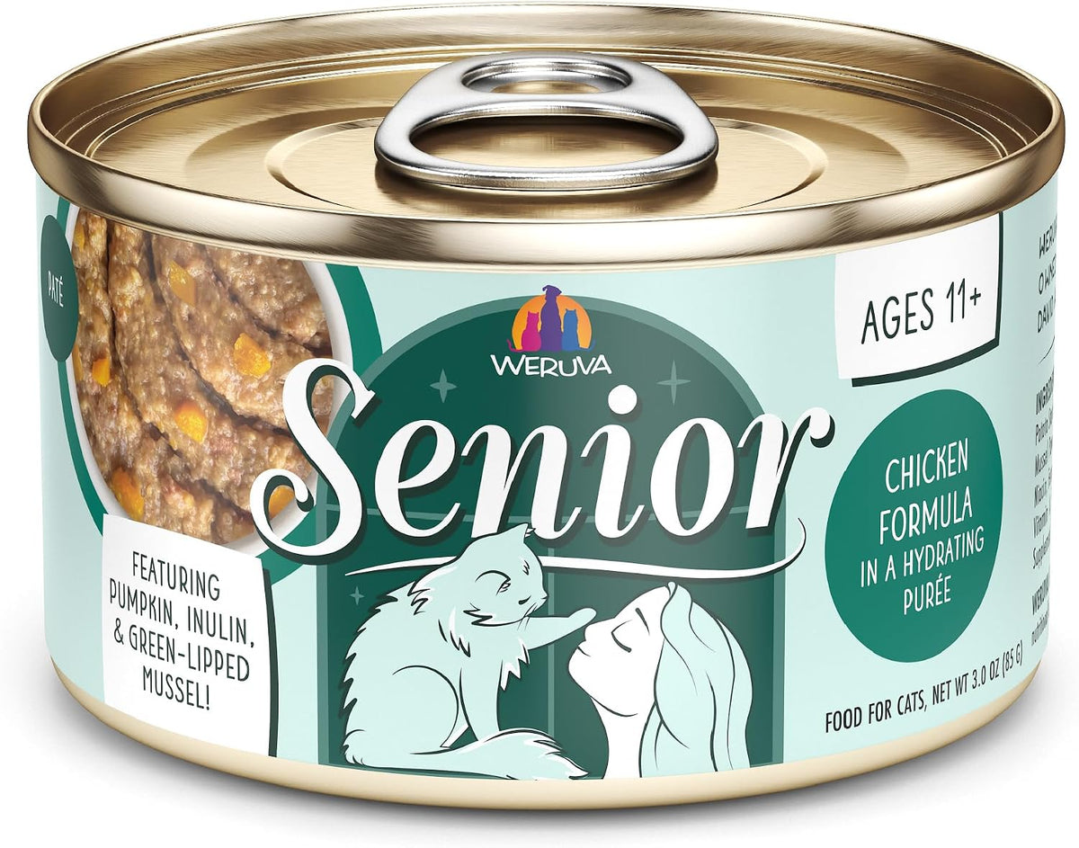 Senior Cat Food, Chicken in a Hydrating Purée, 3oz Can, Pack of 12