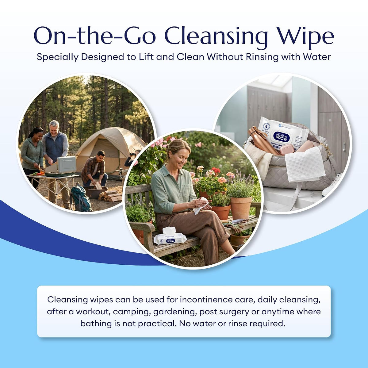 Adult Bathing Wipes - Oversized No Rinse Bath Wipes